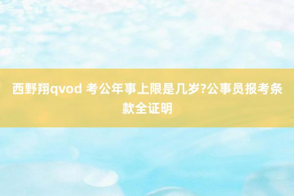 西野翔qvod 考公年事上限是几岁?公事员报考条款全证明