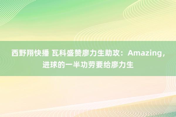 西野翔快播 瓦科盛赞廖力生助攻：Amazing，进球的一半功