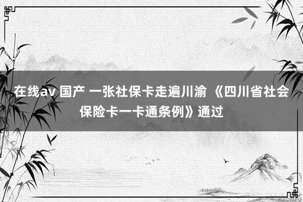 在线av 国产 一张社保卡走遍川渝 《四川省社会保险卡一卡通条例》通过