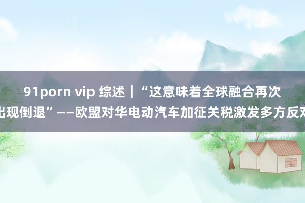 91porn vip 综述｜“这意味着全球融合再次出现倒退”——欧盟对华电动汽车加征关税激发多方反对