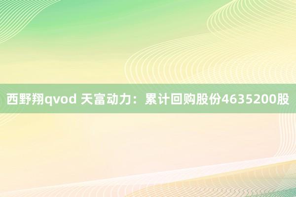 西野翔qvod 天富动力：累计回购股份4635200股