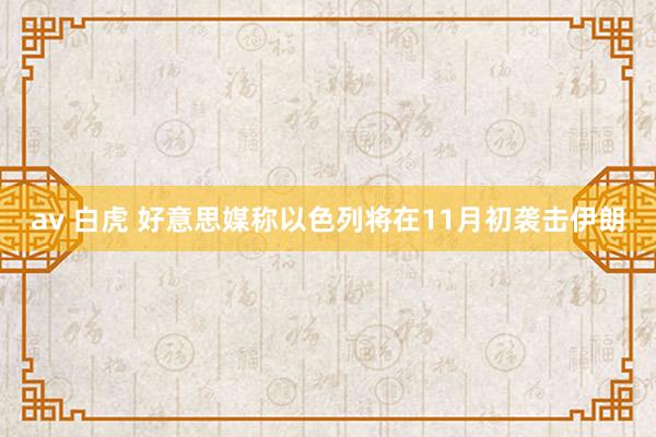 av 白虎 好意思媒称以色列将在11月初袭击伊朗