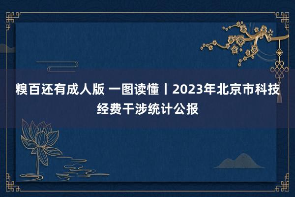 糗百还有成人版 一图读懂丨2023年北京市科技经费干涉统计公报