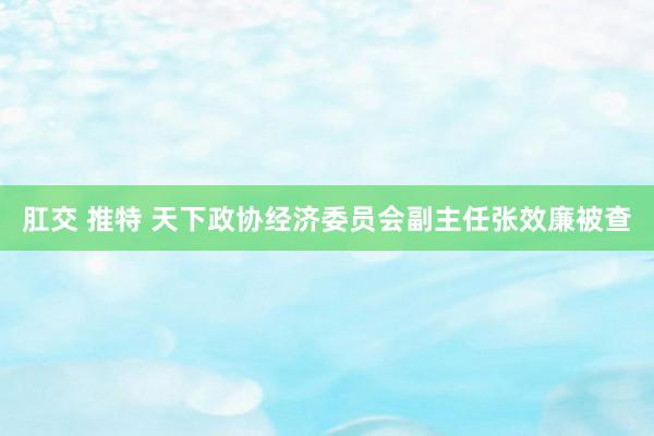 肛交 推特 天下政协经济委员会副主任张效廉被查