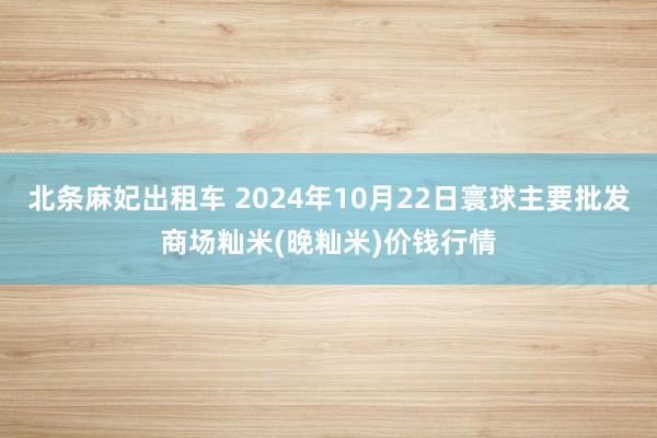 北条麻妃出租车 2024年10月22日寰球主要批发商场籼米(晚籼米)价钱行情