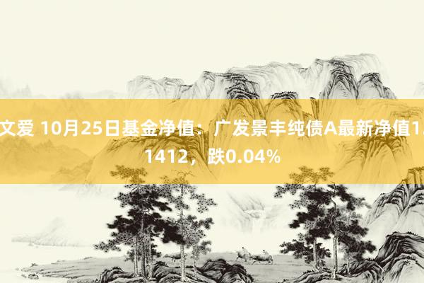 文爱 10月25日基金净值：广发景丰纯债A最新净值1.1412，跌0.04%