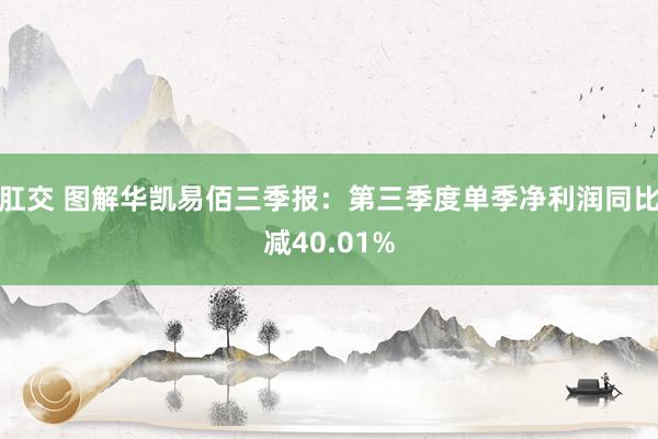 肛交 图解华凯易佰三季报：第三季度单季净利润同比减40.01%