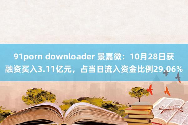 91porn downloader 景嘉微：10月28日获融资买入3.11亿元，占当日流入资金比例29.06%