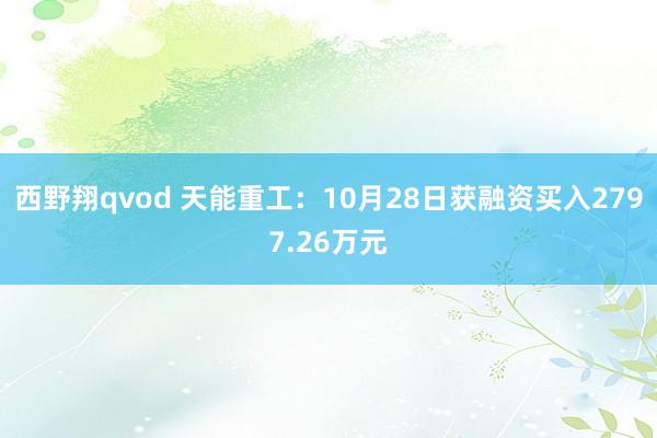 西野翔qvod 天能重工：10月28日获融资买入2797.26万元