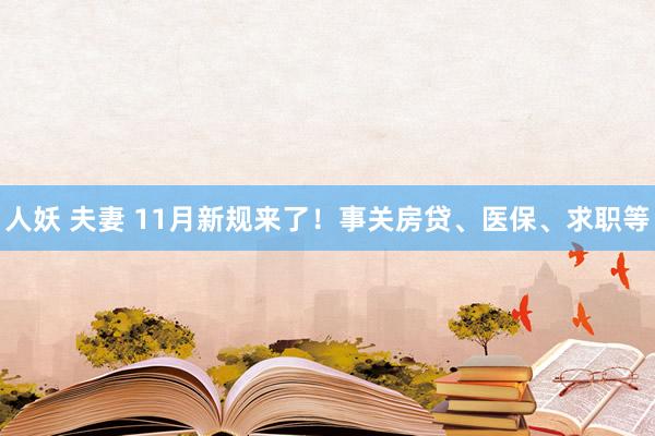 人妖 夫妻 11月新规来了！事关房贷、医保、求职等