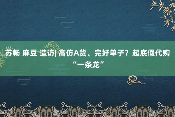 苏畅 麻豆 造访| 高仿A货、完好单子？起底假代购“一条龙”