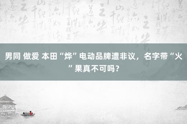 男同 做爱 本田“烨”电动品牌遭非议，名字带“火”果真不可吗？