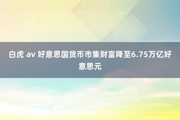 白虎 av 好意思国货币市集财富降至6.75万亿好意思元