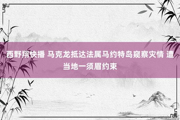 西野翔快播 马克龙抵达法属马约特岛窥察灾情 遭当地一须眉约束