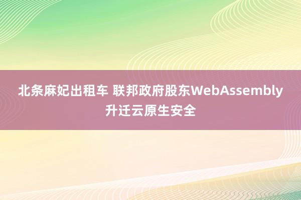 北条麻妃出租车 联邦政府股东WebAssembly升迁云原生安全