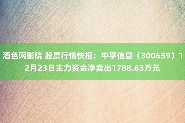 酒色网影院 股票行情快报：中孚信息（300659）12月23日主力资金净卖出1788.63万元