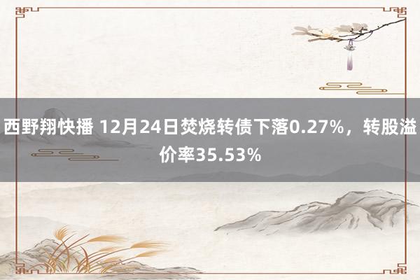 西野翔快播 12月24日焚烧转债下落0.27%，转股溢价率35.53%