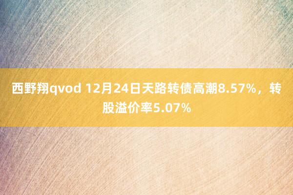 西野翔qvod 12月24日天路转债高潮8.57%，转股溢价率5.07%