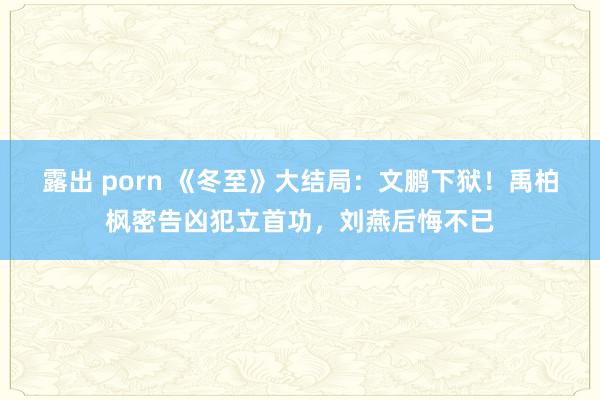 露出 porn 《冬至》大结局：文鹏下狱！禹柏枫密告凶犯立首