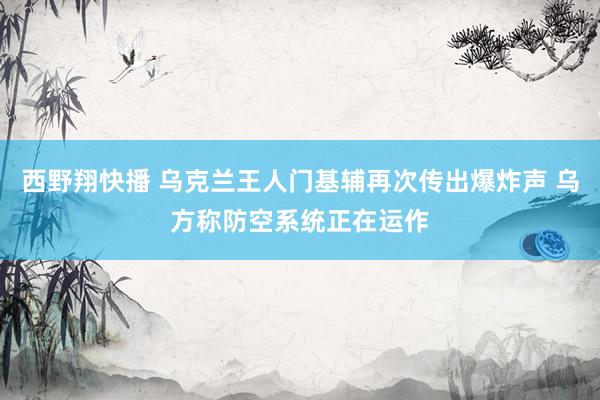 西野翔快播 乌克兰王人门基辅再次传出爆炸声 乌方称防空系统正