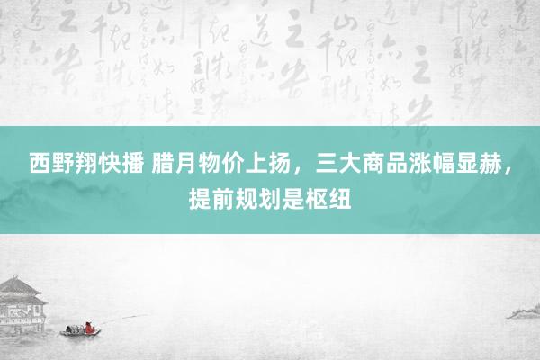 西野翔快播 腊月物价上扬，三大商品涨幅显赫，提前规划是枢纽