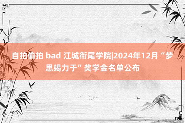 自拍偷拍 bad 江城衔尾学院|2024年12月“梦思竭力于”奖学金名单公布