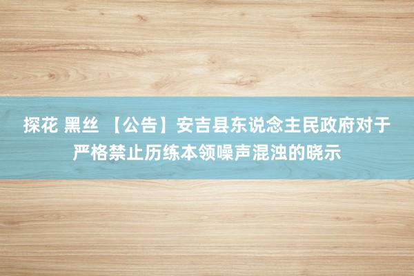 探花 黑丝 【公告】安吉县东说念主民政府对于严格禁止历练本领噪声混浊的晓示