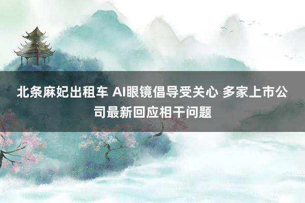 北条麻妃出租车 AI眼镜倡导受关心 多家上市公司最新回应相干问题