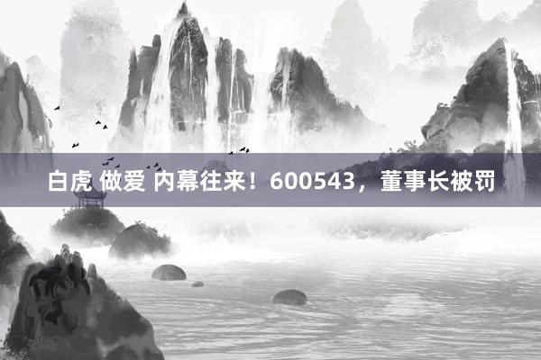 白虎 做爱 内幕往来！600543，董事长被罚