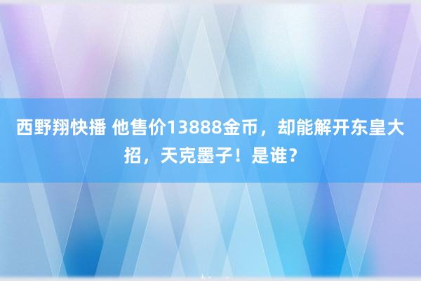 西野翔快播 他售价13888金币，却能解开东皇大招，天克墨子！是谁？