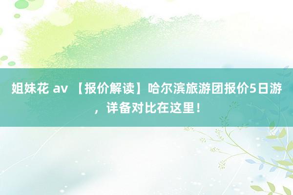 姐妹花 av 【报价解读】哈尔滨旅游团报价5日游，详备对比在这里！